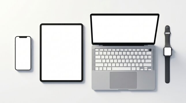 High Quality 3D Multi Device For Mockup with white background