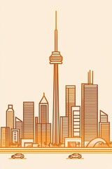 Obraz premium Skyline action in toronto urban landscape illustration modern cityscape environment aerial view for creative design