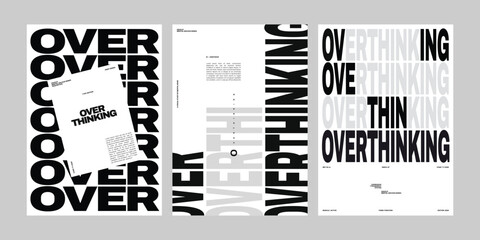 black and white expressive typography poster 3 layout © sayemm123