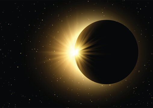 space sky background with solar eclipse 0410