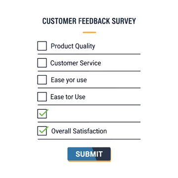 A customer feedback survey form with checkboxes