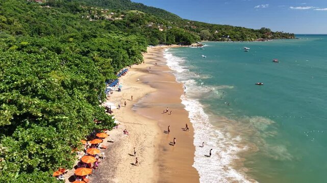 Aerial view of Curral Beach - Ilhabela, S&atilde;o Paulo north coast, Brazil