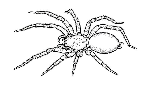 An illustration of a spider with eight legs and a large abdomen is shown