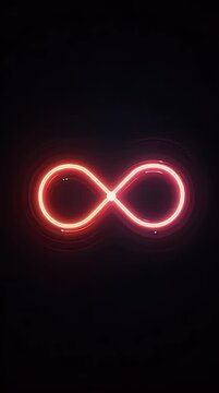 A glowing neon infinity symbol floating on a pure black AMOLED background, smooth light trails, minimal futuristic design
