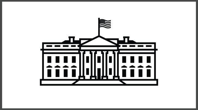 White House building illustration featuring presidential residence government landmark and United States political institution outline vector design