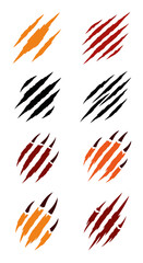 Obraz premium Set of Wild Animal Claw Marks, Scratches, and Rips in Orange, Red, and Black Colors