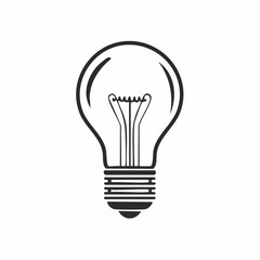 Naklejka premium A simple line drawing depicts a glowing light bulb.
