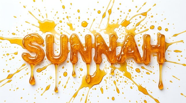 Golden Sunnah: A visual representation of the word Sunnah rendered in a glistening, golden substance, showcasing the beauty and significance of Islamic traditions.