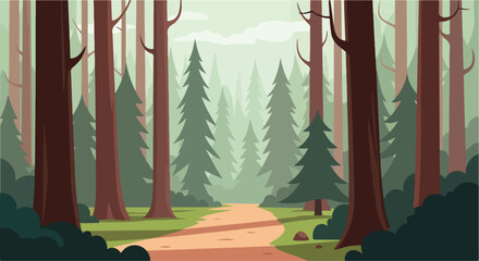 A serene forest path surrounded by tall trees © Zabir