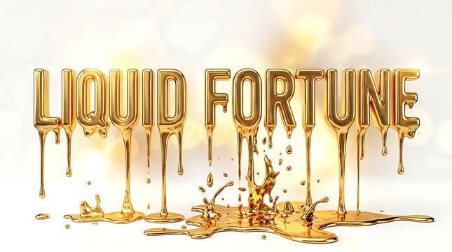 Liquid Fortune: Golden letters drip to create the word fortune, symbolizing wealth in a luxurious way.