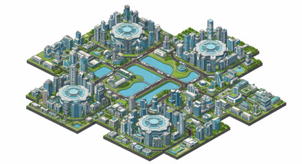 Obraz premium Cityscape with modern skyscrapers and towers.