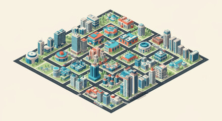 Obraz premium Cityscape with buildings and skyscrapers.