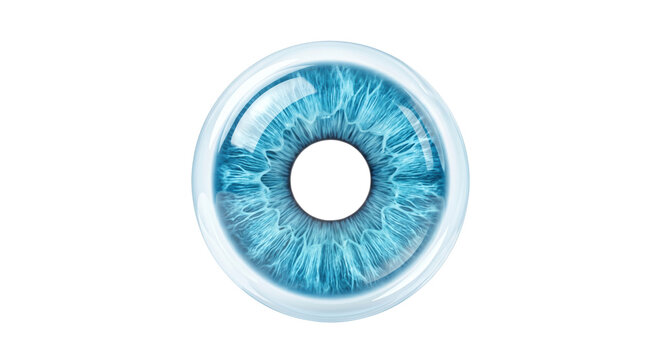 Aesthetic bright blue contact lens design with detailed iris