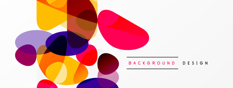 Abstract colorful shapes overlap, creating dynamic visual texture. Modern design element for backgrounds, presentations.