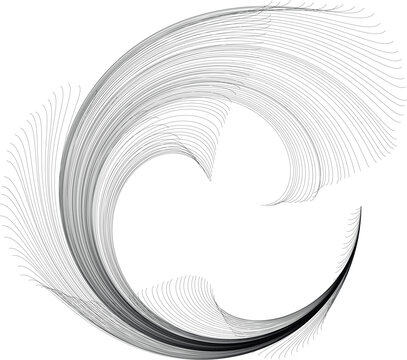 Abstract Circular Black Line Wave &ndash; Minimalist Spiral Motion Graphic &ndash; Monochromatic Generative Art on White Background