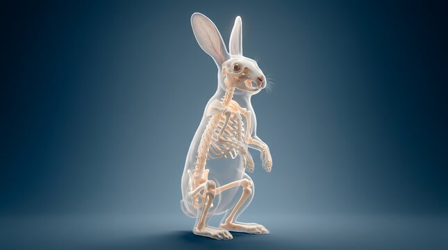 Rabbit Skeleton Anatomy Transparent 3D Render