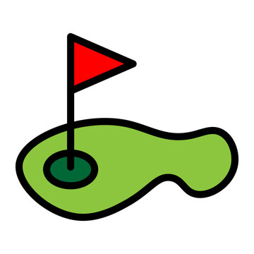 Golf Course Map Vector Filled Icon Design