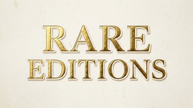 Rare Editions in Golden Text: Rare Editions is written with a golden color text, standing out boldly against a light background, highlighting exclusivity.