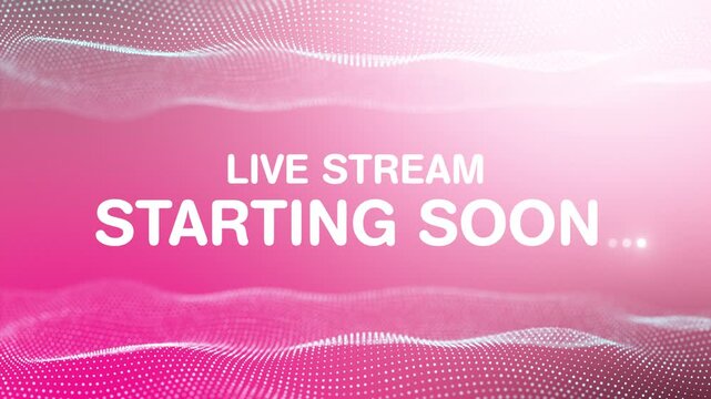 4K live stream Starting Soon Text Overlay on Abstract Digital Wave Motion Background.