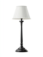 Obraz premium Classic Black Table Lamp With White Fabric Shade On White Background
