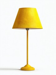 Fototapeta premium Bright Yellow Desk Lamp With Glittery Shade Illuminated Against A Clean White Background