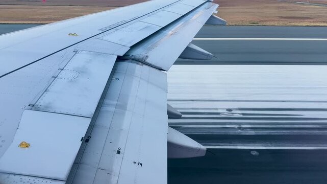 View from airplane window to see sky on evening time