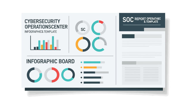 Cybersecurity operations center infographic template with data charts