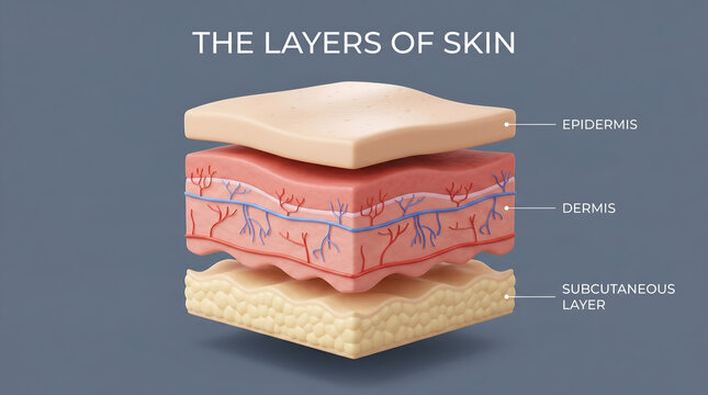 Anatomy of the Human Skin Illustrating the Epidermis, Dermis, and Subcutaneous Layers