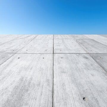a weathered concrete rooftop edge under a clear blue sky, sunlight casting soft shadows and highlighting the rough surface