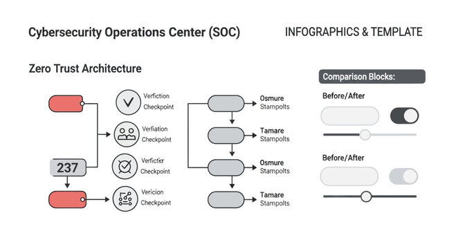 Cybersecurity operations center infographic zero trust architecture template