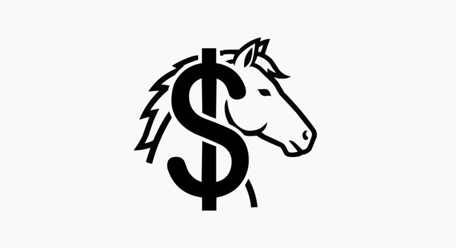 Horse Head and Dollar Sign Logo for Finance and Sports Betting