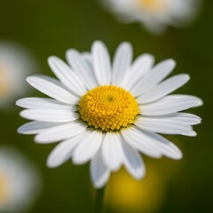 Fototapeta premium Close-up of a beautiful daisy flower with yellow center and white petals.