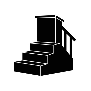 Black silhouette icon of mimbar stairs for eid al adha sermon, religious platform architectural element