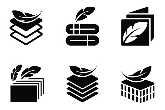 Fabric with feather filler icon set, high comfort structure, lightweight soft textile and down filling symbols, breathable material and skin comfort