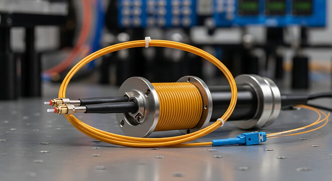 Fiber Optic Cable Technology Component Closeup.