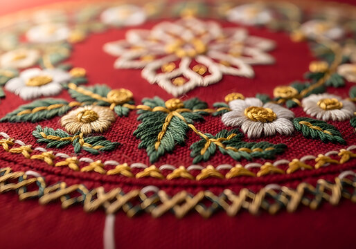 Norwegian Bunad Fabric Detail Close-Up