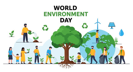 Fototapeta premium World Environment Day awareness campaign illustration.