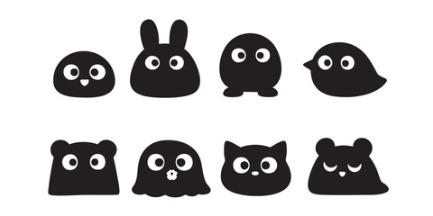 Fototapeta premium Animal-Themed Cute Monster Character Silhouette Illustrations