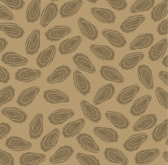 Oyster Seamless Pattern. Handdrawn Shell Seafood Illustration. Marine Coastal Background for Packaging Textile Design © Zayyan 