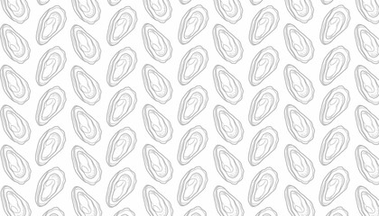 Oyster Seamless Pattern. Handdrawn Shell Seafood Illustration. Marine Coastal Background for Packaging Textile Design © Zayyan 