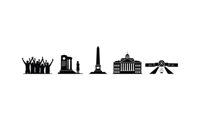 Obraz premium Black and white icons of democracy and freedom symbols