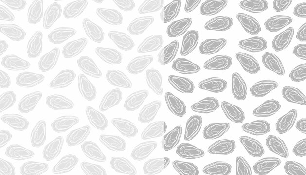 Oyster Seamless Pattern. Handdrawn Shell Seafood Illustration. Marine Coastal Background for Packaging Textile Design