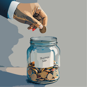 Hand dropping coin into a tip jar symbolizing gratitude and appreciation.