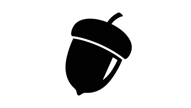 Black Silhouette of Single Acorn.