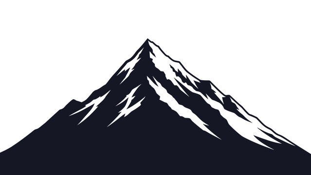 Snowy mountain peak silhouette landscape.