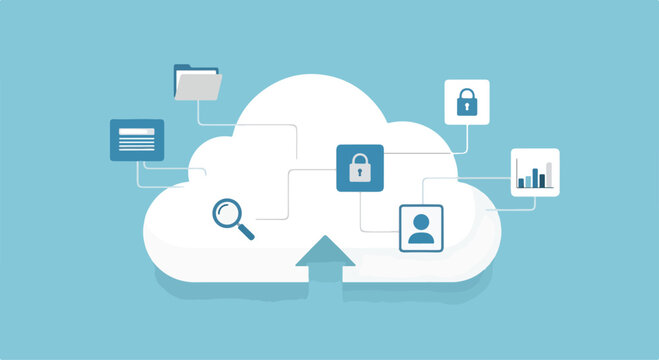Cloud storage with various icons