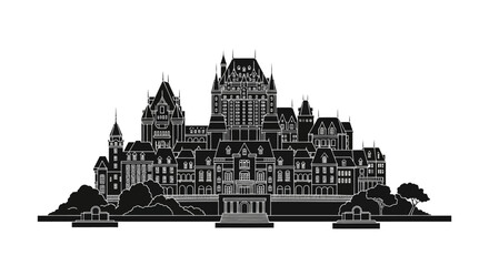 Obraz premium Chateau Frontenac silhouette icon ? Quebec City landmark vector