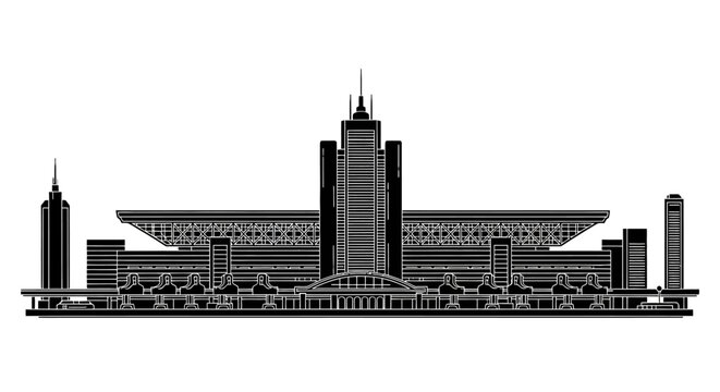 Modern Railway Station Silhouette ? Minimalist Architectural Design