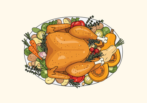 Roasted turkey with vegetables