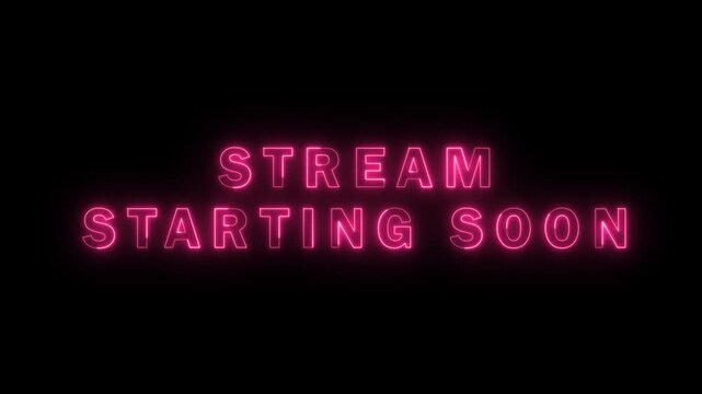 Stream starting soon neon glitch pink interference countdown for opening or intro, overlay video, alpha channel, 4k video